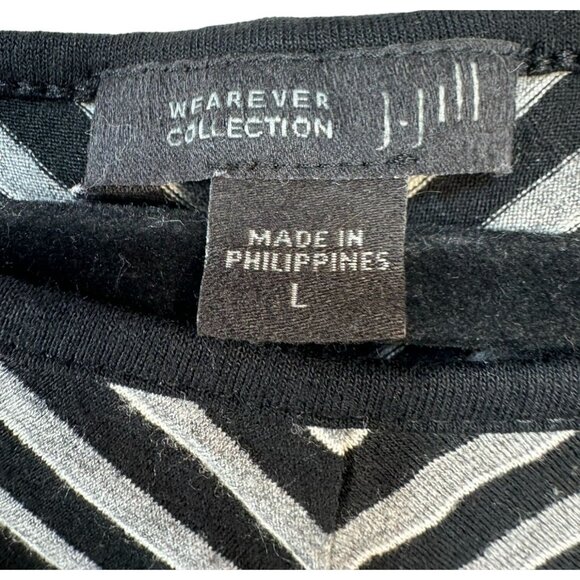 J Jill Wearever Collection Womens Tunic Striped Long Sleeve Top L Black & Gray - Picture 2 of 12